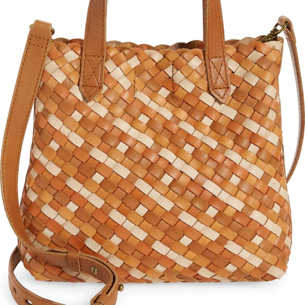 Madewell Tan and Cream Woven Crossbody Bag